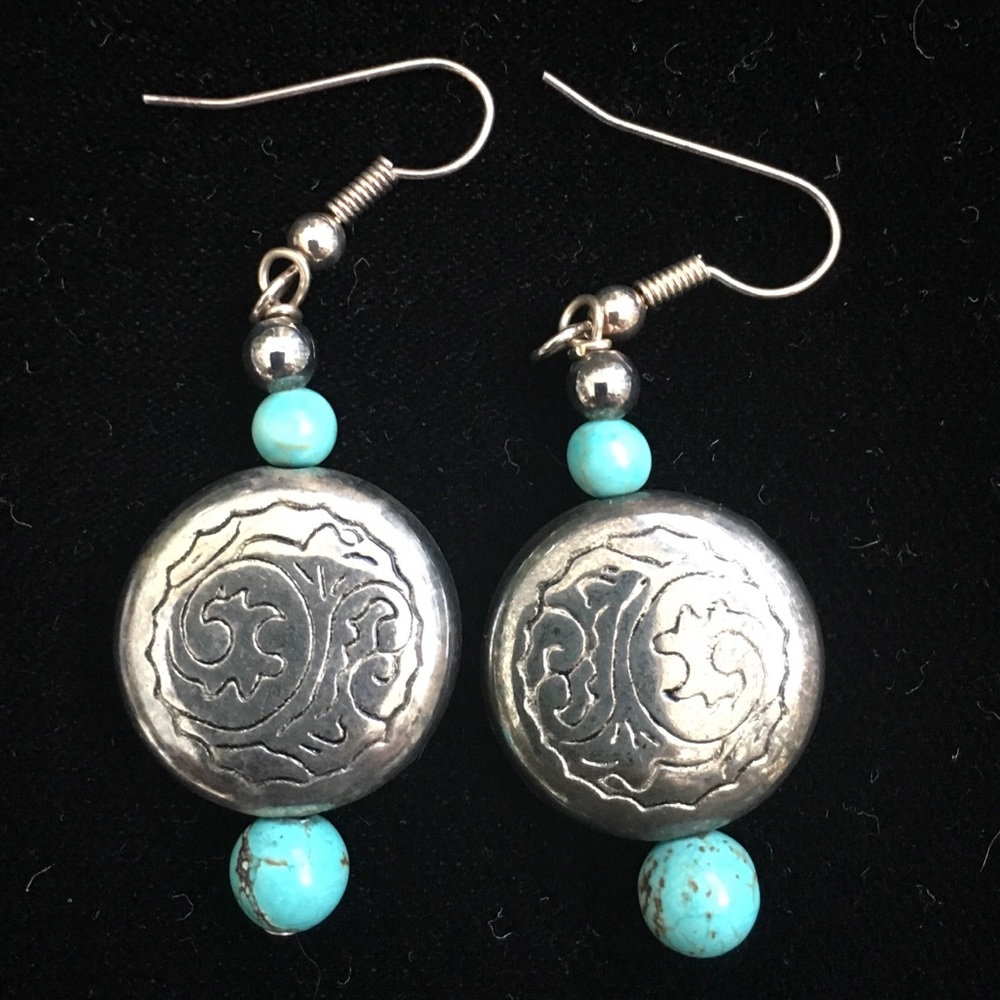 BLUE HOWLITE STERLING EARRINGS